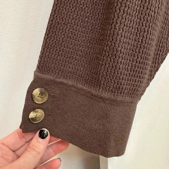 O Oscar De La Renta Women’s Brown Waffle Knit Button Cardigan Designer Plus 3X - Picture 8 of 14